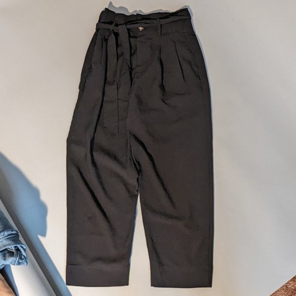 Madewell Drapey Paperbag Pants Cropped Tie Belt Size 0 Wide Leg Trouser - Picture 5 of 5